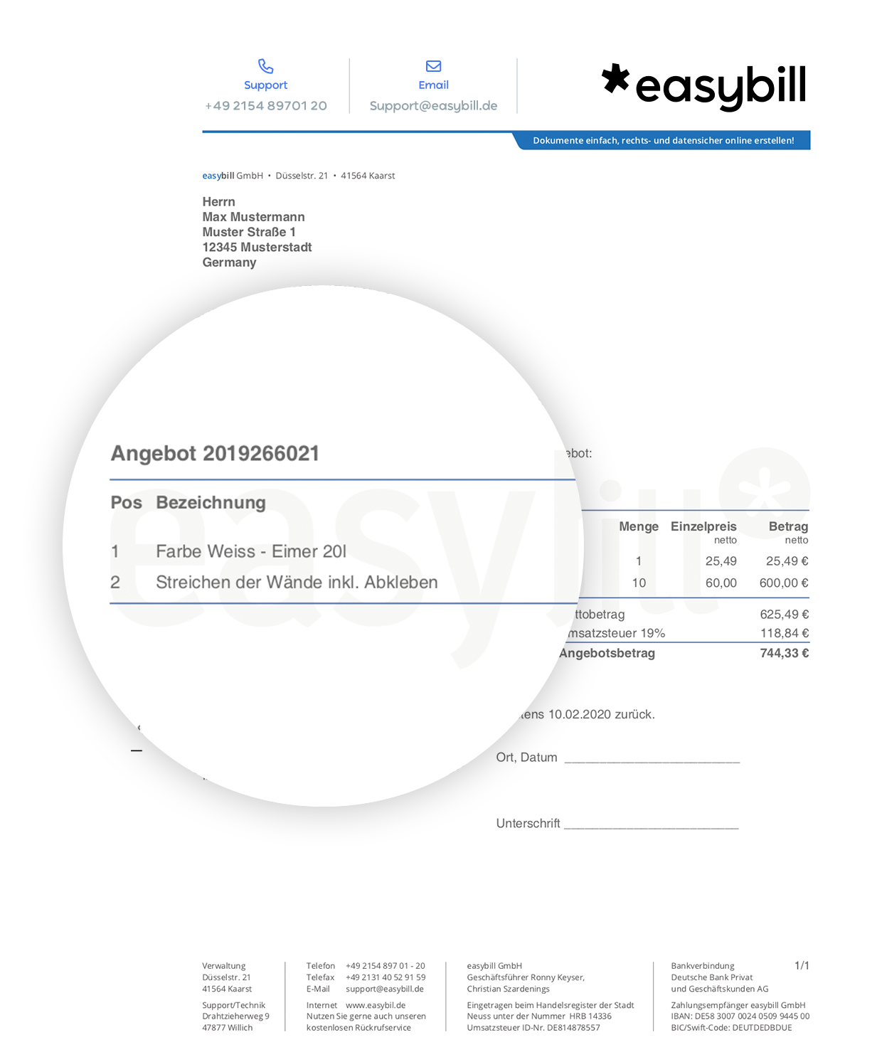 Angebot Vorlage Muster für Excel und Word, Angebotsvorlagen & Musterangebot