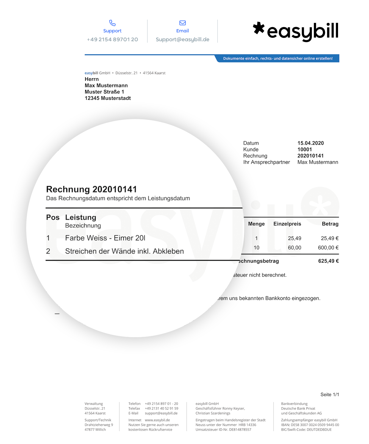 Rechnungsnummer Beispiel